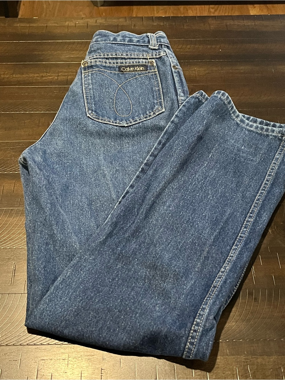 Vintage Calvin Klein Straight-Leg Dark Blue Denim Jeans size 10 as is